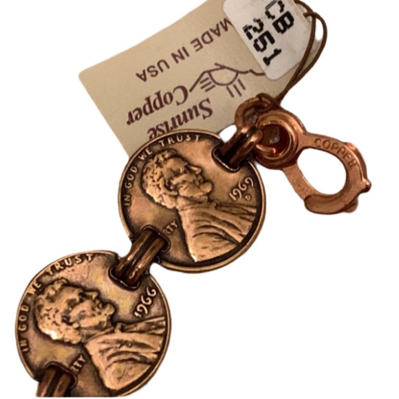 Vintage Copper Sunrise US Coin Penny Link Retro Bracelet - Picture 4 of 10